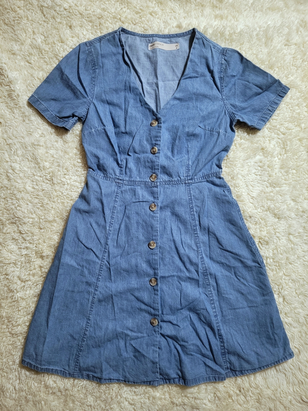 ASOS A-Line Denim Dress With Button-Front | 100% Cotton | Size 0
